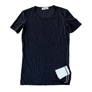 Jil Sander Women's Black Stretch Short Sleeve Top Made in Italy NWT L